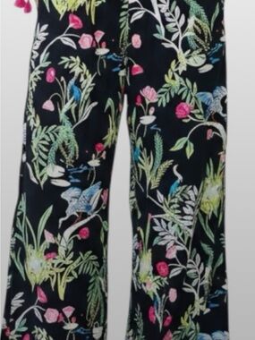 On 34th  Wide-Leg Women’s Pants - Black with Multicolor Print
